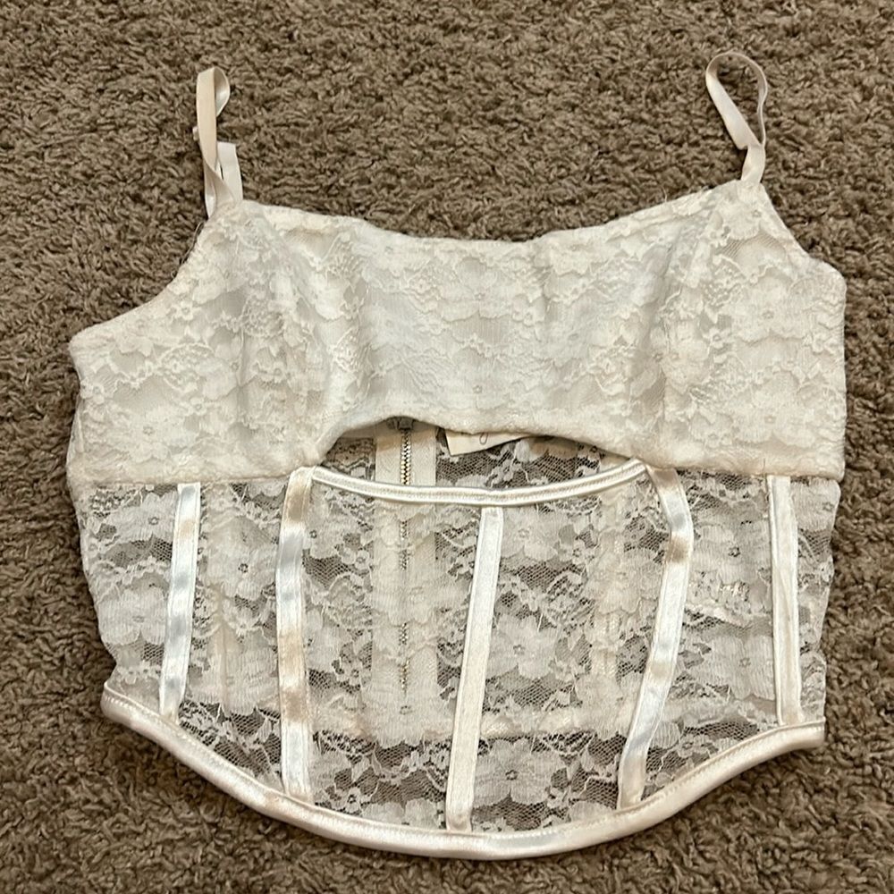White sheer lace top. Size S